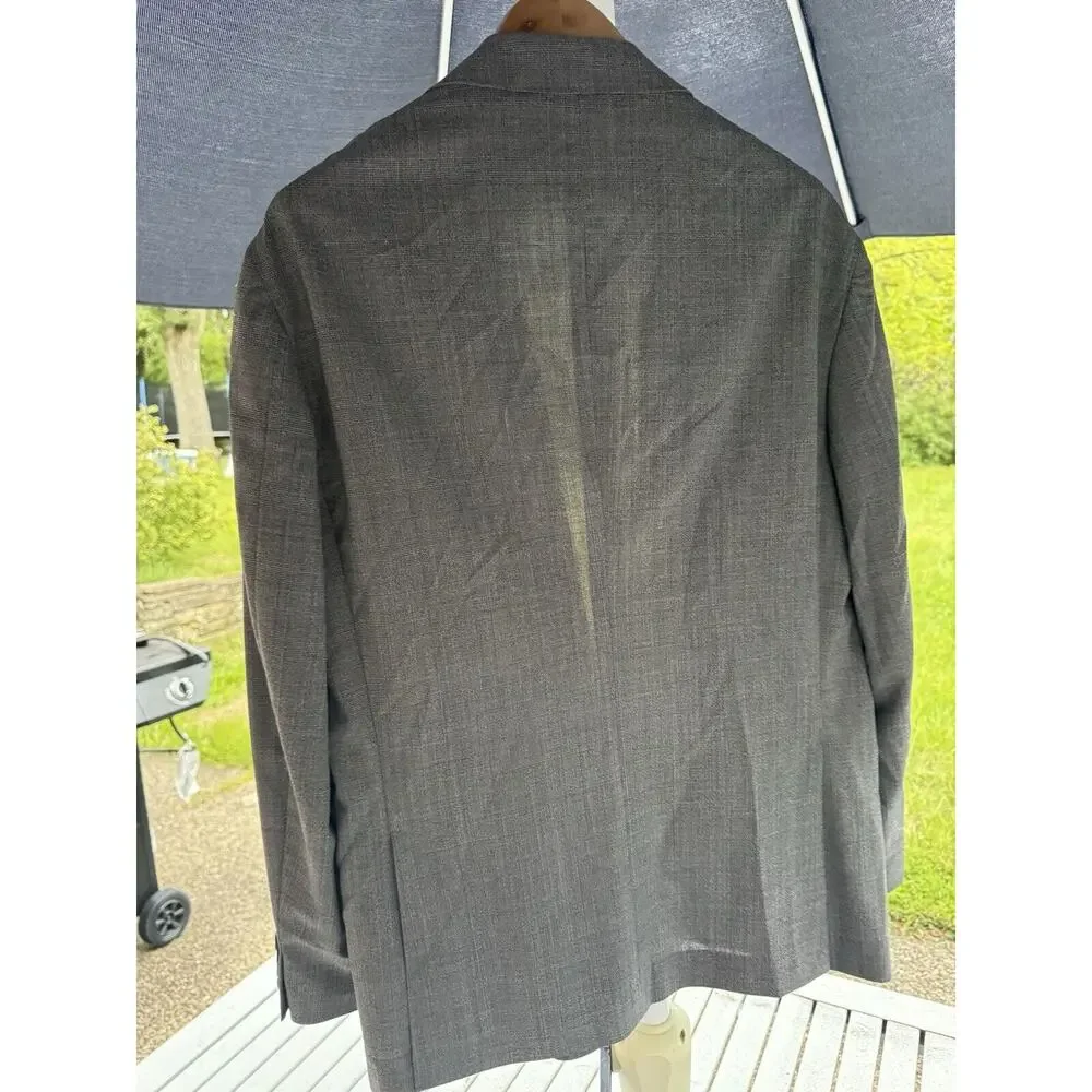 Brunello Cucinelli Blazer Jacket Peak Lapel Glen Plaid Wool 54/44 Unstructured